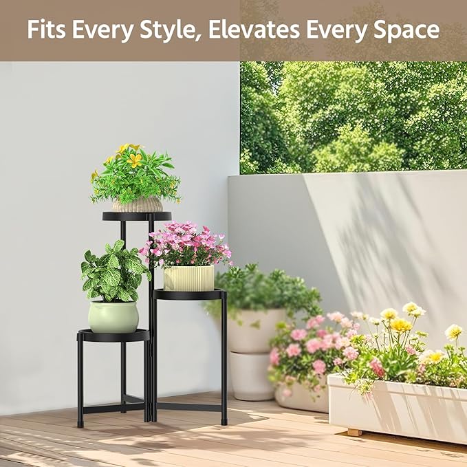 LASZOLA 3 Tiered Folding Plant Stand Indoor - Image 2