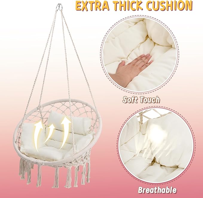 Macrame Hammock Hanging Swinging Chair - Image 3