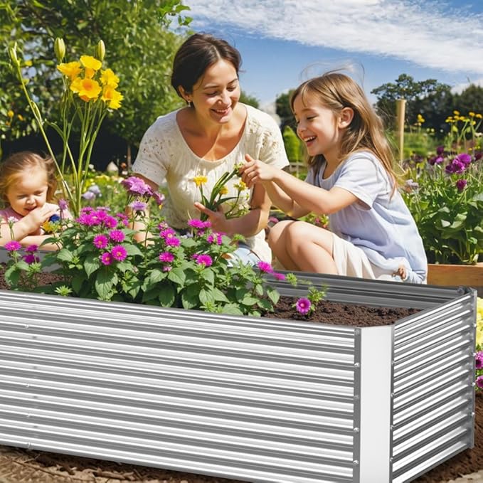 2 Pack Tall 8x3FT Corrugated Galvanized Steel Raised Garden Bed Outdoor - Image 5