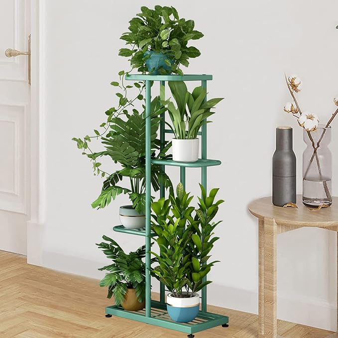 LINZINAR Metal 4 Tier 5 Potted Indoor Outdoor Plant Stand Shelf Planter Display - Image 6