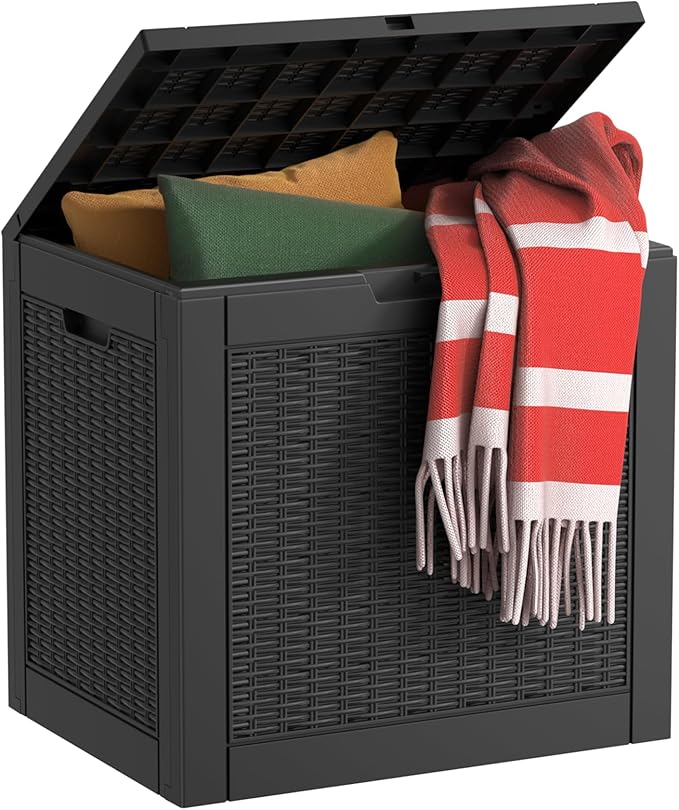 EasyUp 31 Gallon Resin Deck Box Waterproof, UV Resistant Outdoor Storage Box by EASYUP