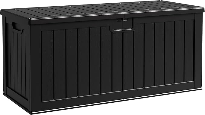 Flamaker Resin Deck Box 250 Gallon, Waterproof Imitation-Wood Lockable Storage by Flamaker