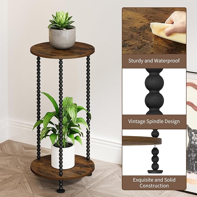 YINMIT Plant Stand Indoor, 2 Tier Small Plant Stand, Corner Flower Pot Stand - Image 6