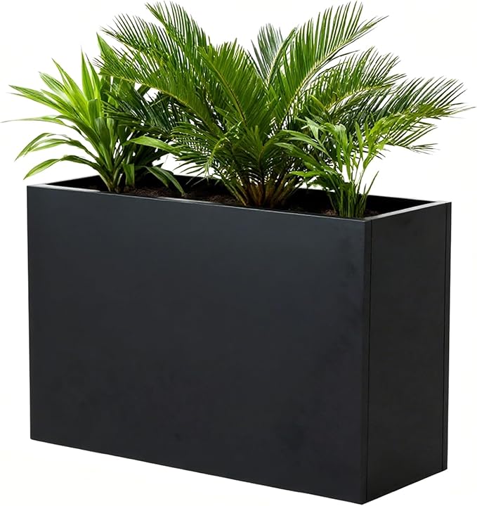 Black Steel Metallic Heavy Planter 36" x 15" x 24" by DISCOVERINGBEAUTY
