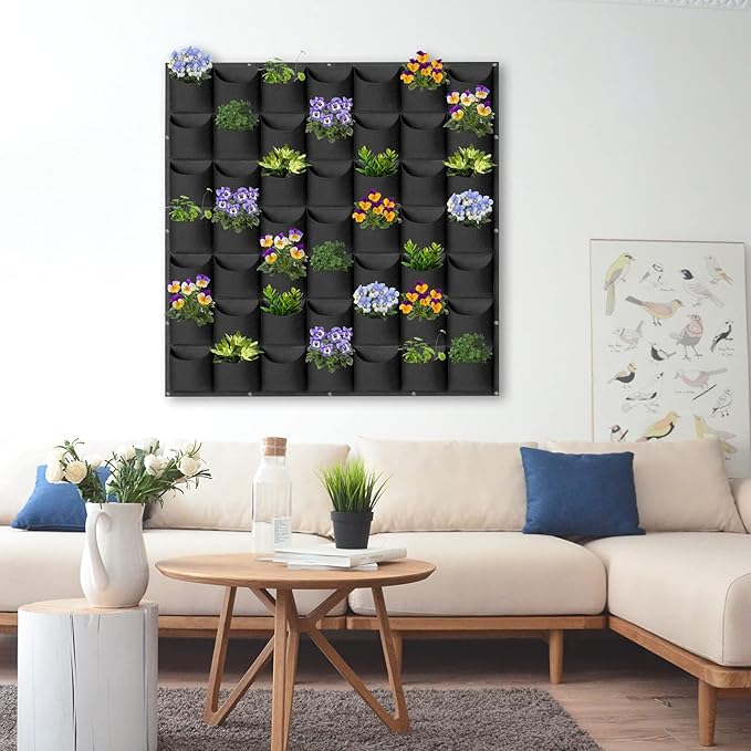 49 Pockets Hanging Planter Bags, Hanging Vertical Wall Mounted Plant Planting - Image 8