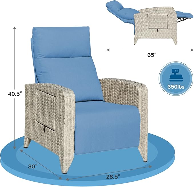 Outdoor Recliner Chairs Set of 2, Reclining Patio Chairs - Image 2