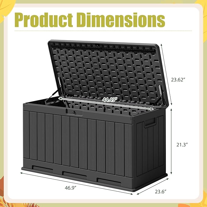 Devoko 90 Gallon Double-Wall Deck Box, Side Handles, HDPE Outdoor Large Storage - Image 7