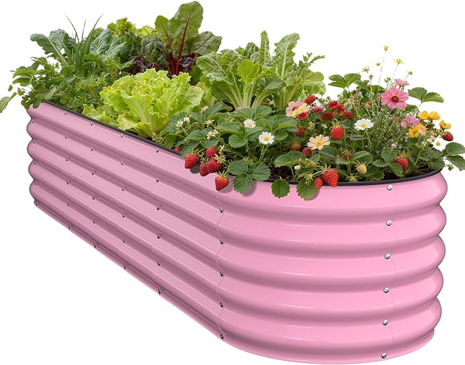 Galvanized Raised Garden Bed 8x2x1.5 FT, Oval Metal Raised Garden Bed Outdoor by Pattiumo