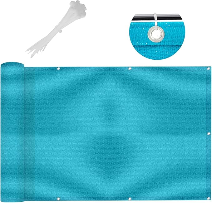 LOVE STORY 3'x10' Turquoise Blue Balcony Screen Privacy Fence Cover -Mesh - Image 2
