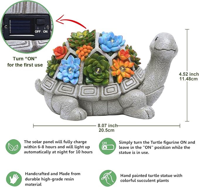 Nacome Solar Garden Outdoor Statues Turtle - Image 4