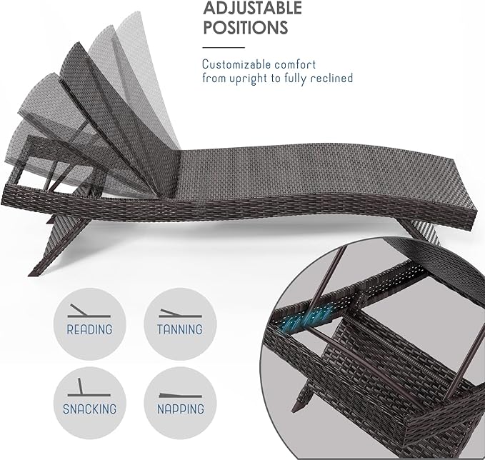 Nestl Chaise Lounge Chair Outdoor Set of 4, Wicker Patio Lounge Chair, Outdoor - Image 5
