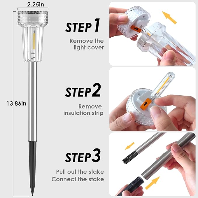 Mancra Solar Lights Outdoor Waterproof, 8 Pack Stainless Steel Tungsten Bulb - Image 6