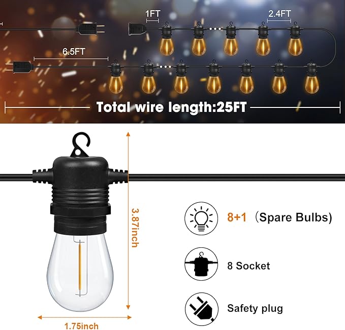 LED Outdoor String Lights 25FT - Image 5