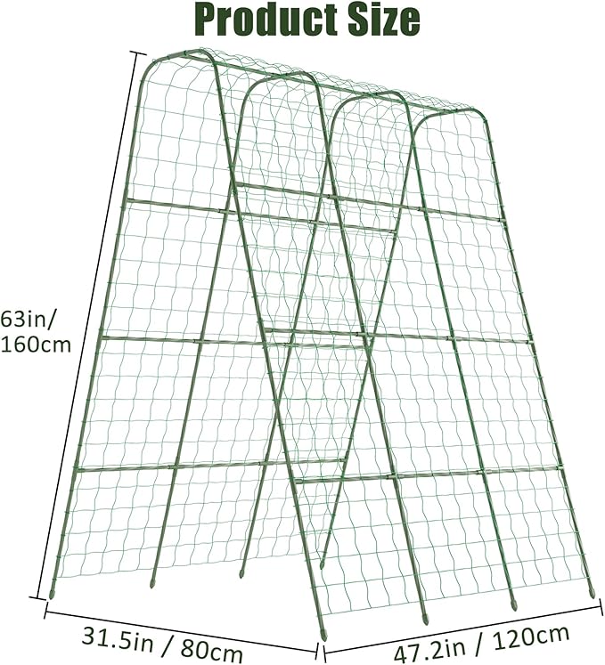 Miory Cucumber Trellis for Raised Beds, 48 x 63 Inch Metal U-Frame Garden - Image 3