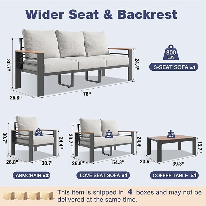 Aoxun Aluminum Patio Furniture Set - Image 7