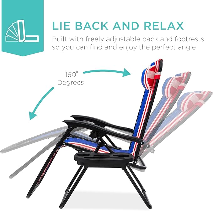 Best Choice Products Set of 2 Adjustable Steel Mesh Zero Gravity Lounge Chair - Image 4