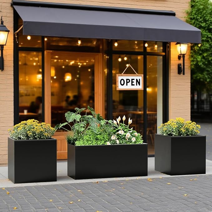 Metal Large Planter Box 20" L x 20" W x 20" H, Heavy Duty Tall Rectangle - Image 6