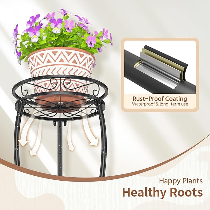 LASZOLA Black 3 Tier Tall Plant Stand - Image 5
