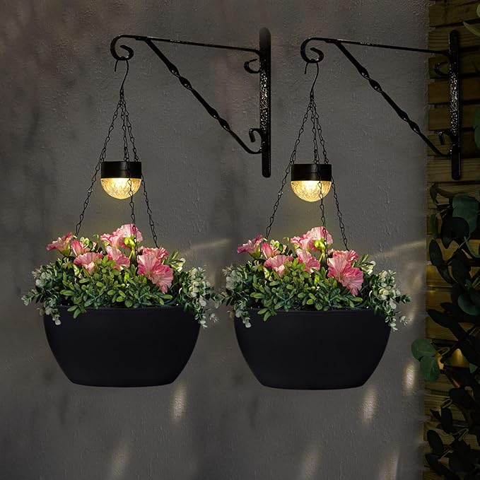 BAYN 2 Packs Solar Hanging Basket Planters - Image 6