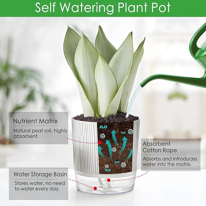 6 Pack Self Watering Pots for Indoor Plants, Flower Planters - Image 3