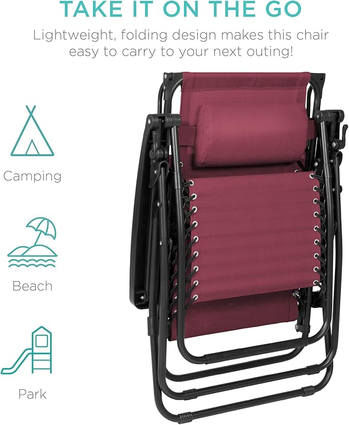 Best Choice Products Folding Zero Gravity Outdoor Recliner Patio Lounge Chair - Image 9
