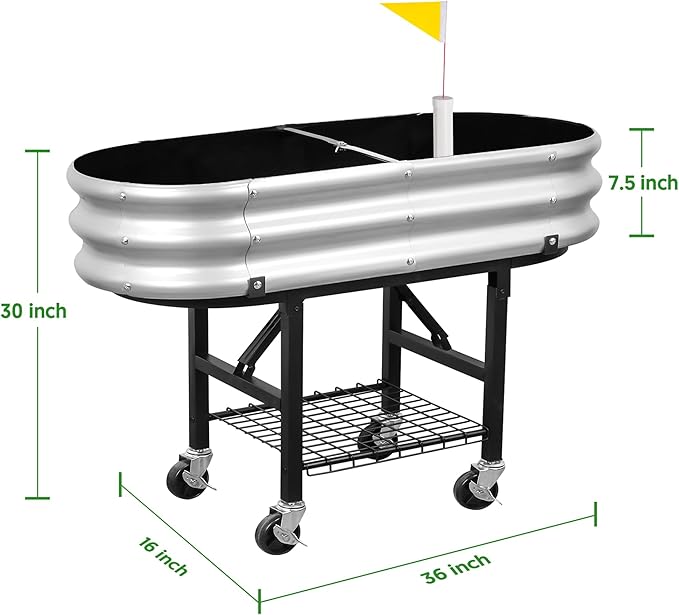 Raised Garden Bed with Legs and Heavy Duty Wheels, Self-Watering Planter Box - Image 7