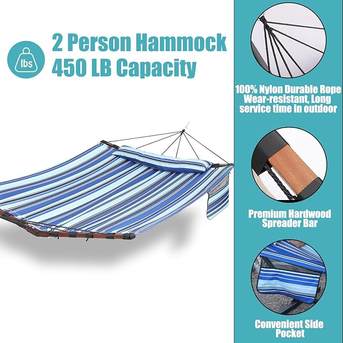 TegerDeger 12FT 2 Person Hammock Large Hammock 450LB Capacity - Image 4