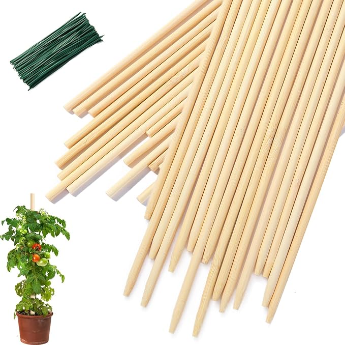 40 PCS Bamboo Plant Stakes 18 Inch, Wood Plant Support by CJFocus
