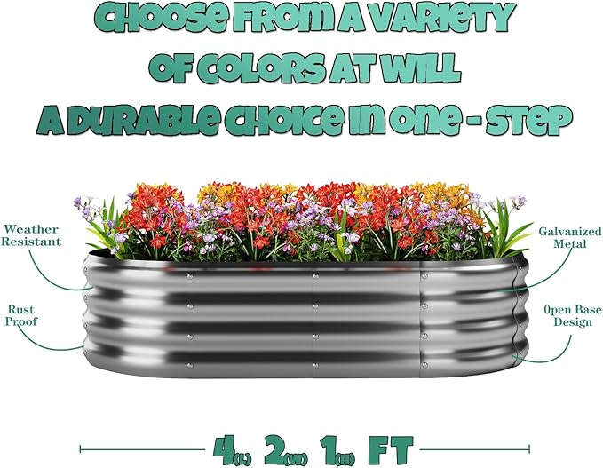 Galvanized Metal Raised Garden Bed Kit, Garden Grow Bed - Image 4