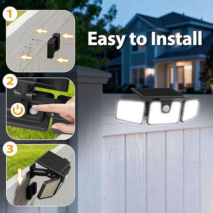 INCX Solar Lights Outdoor Waterproof, 3000 LM 156 LED Motion Sensor Outdoor - Image 5