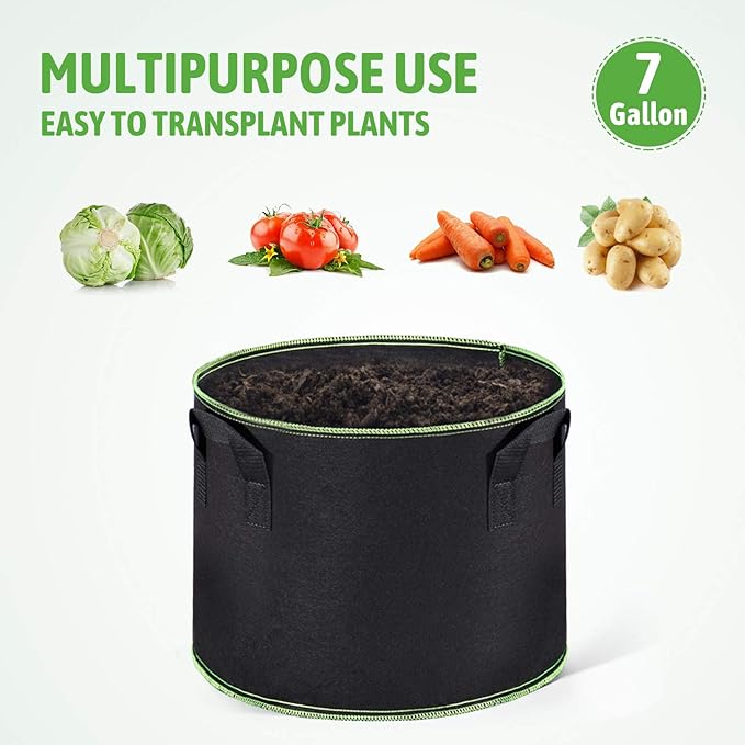 Delxo 10-Pack 7 Gallon Grow Bags Heavy Duty Aeration Fabric Pots Thickened - Image 5