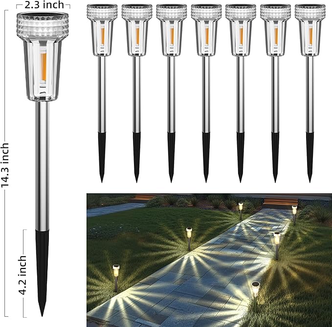 DERAYSION 12 Pack Solar Pathway Lights Outdoor, Auto Dusk-to-Dawn Landscape - Image 3