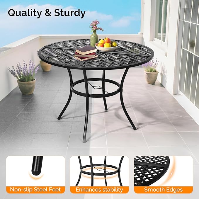 VINGLI 42" Round Outdoor Dining Table - Image 5
