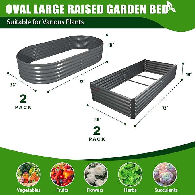 A ANLEOLIFE 4-Pack 6X3X1.5ft & 6X2X1.5ft Deep Root Galvanized Raised Garden - Image 2