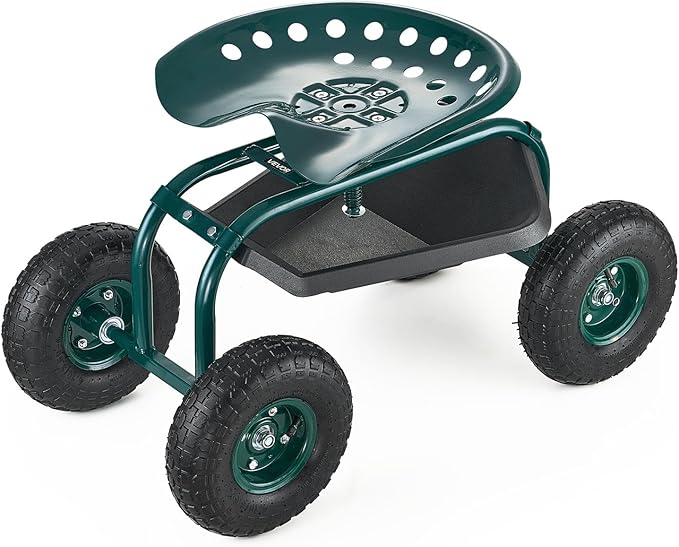 VEVOR Rolling Garden Cart with Swivel Seat, Heavy Duty Garden Seat with Storage by VEVOR