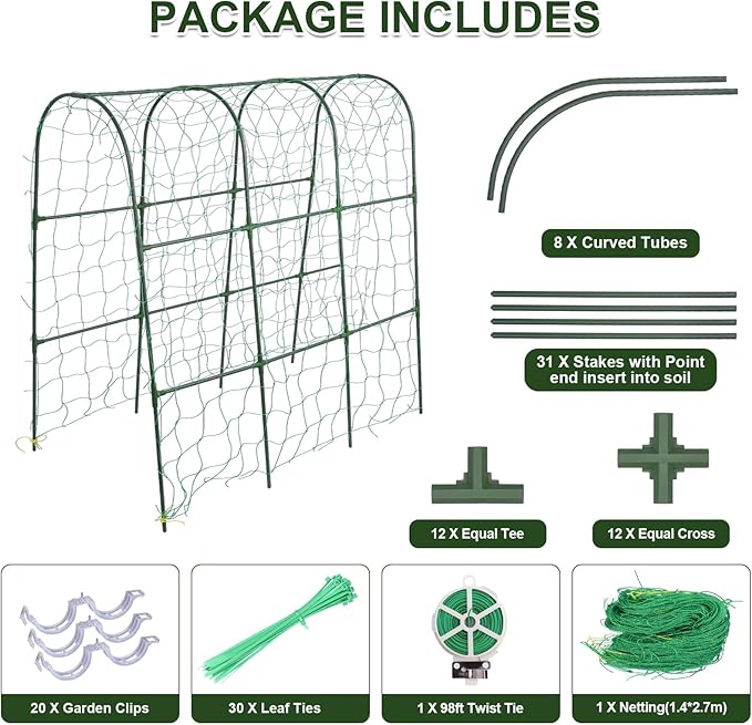 Cucumber Trellis for Raised Bed, U-Shape Garden Trellis for Climbing Plants - Image 8