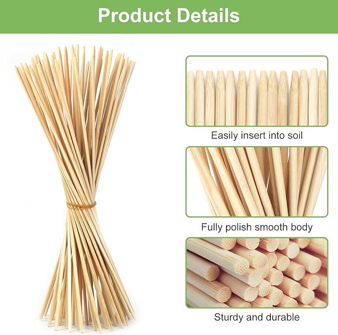 120 PCS Bamboo Plant Stakes 18 Inch, Wood Plant Support - Image 6