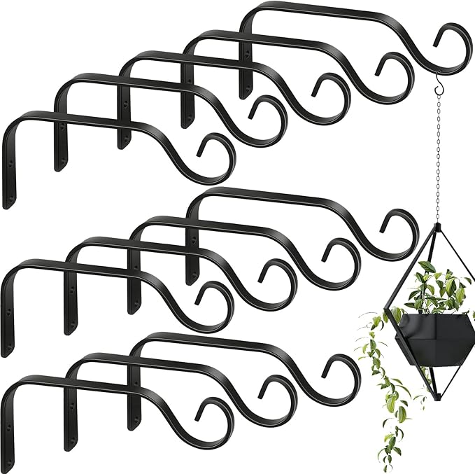 12 Pack Hanging Plant Bracket 7.3 Inches Metal Hook Decorative Straight Hanger by Chumia