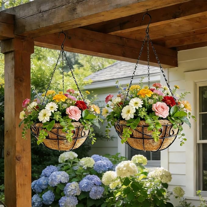 Hanging Planters for Outdoor Plants, 2 Pack 12 inch Wire Hanging Baskets - Image 6