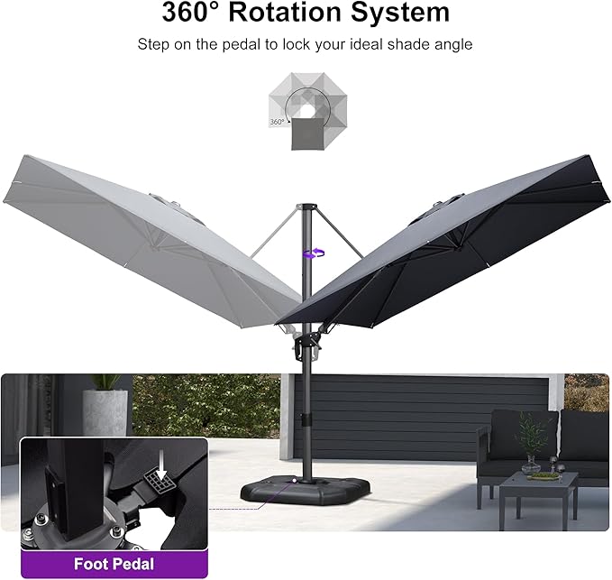 PURPLE LEAF 8.8' X 8.8' Left-right Tilt Patio Umbrella - Image 7