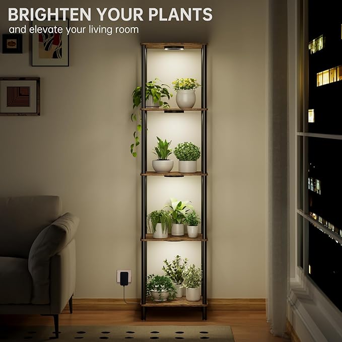 Bstrip Plant Stand Indoor with Grow Light, 5 Tier Flower Stand with Plant Light - Image 2
