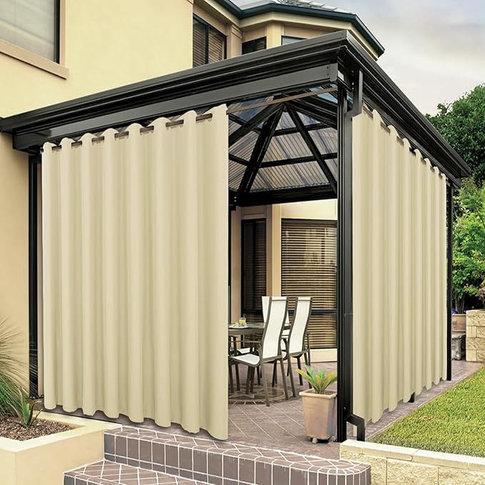 BONZER Outdoor Curtains for Patio Waterproof Thick Privacy Wide Grommet Light by Bonzer