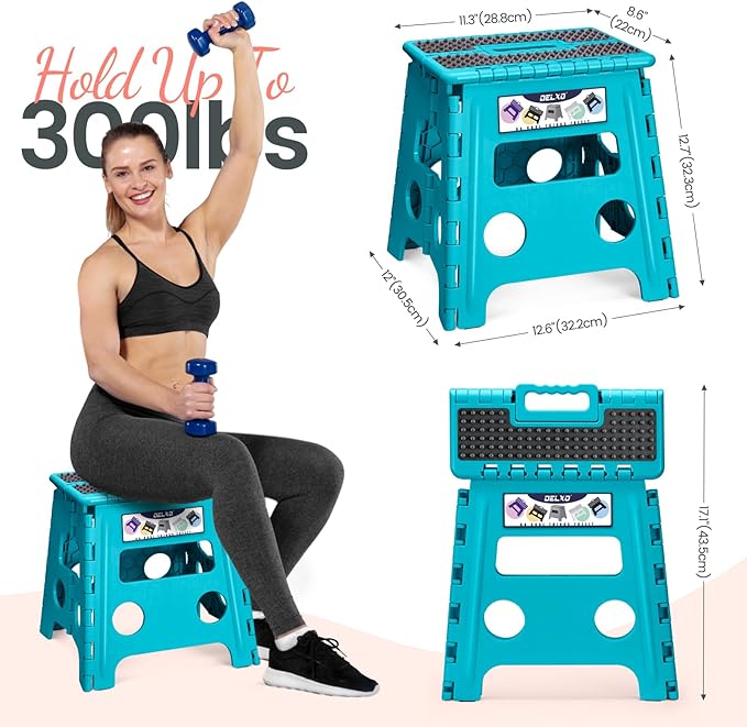 Delxo Folding Step Stool 13 Inch Non-Slip Foldable Stools - Image 3