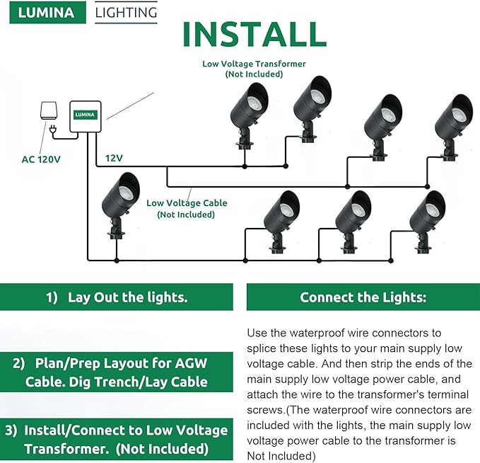 Lumina Lighting® 5W Landscape Lighting 12V Landscape Lights Low Voltage - Image 5