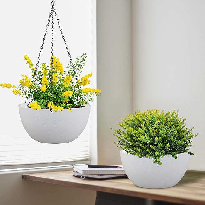 10 inch Hanging Planters for Indoor Outdoor Plants, 2 Pack Hanging Flower Pots - Image 5