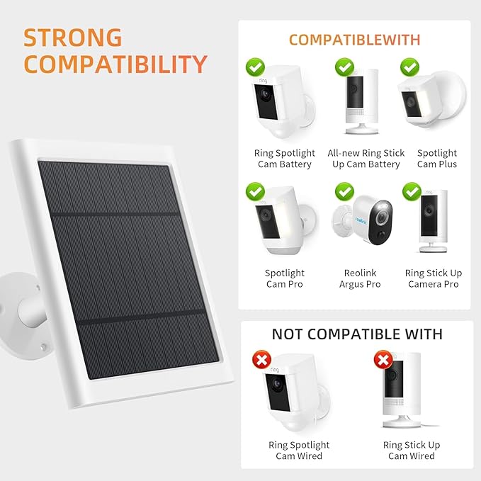 Solar Panel for Ring Camera, 3 Pack 4W Solar Charger Compatible - Image 2