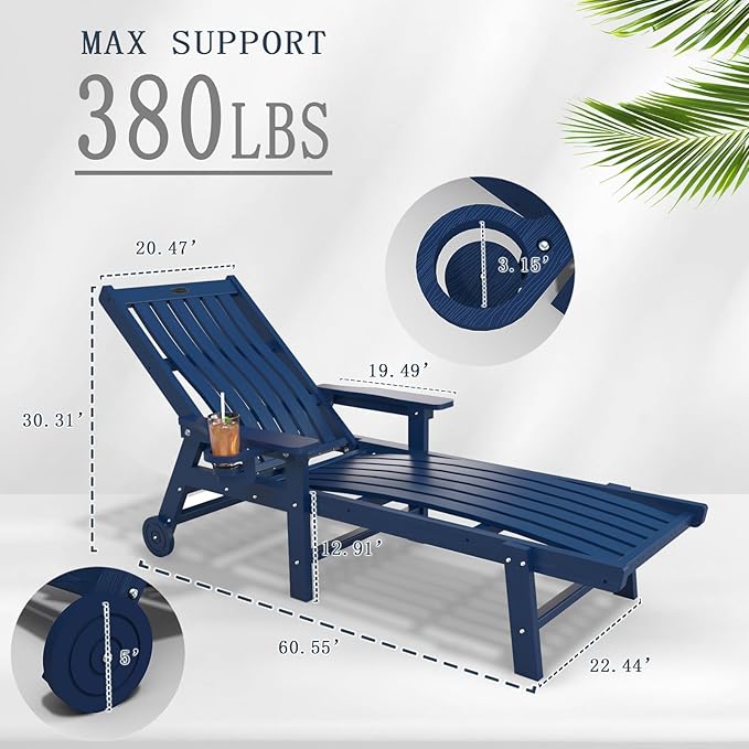Patio Chaise Lounge Chair, Oversized Lounge Chair Outdoor - Image 3