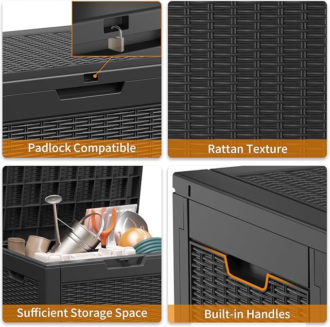 32 Gallon Outdoor Storage Box, Large Resin Deck Box - Image 6