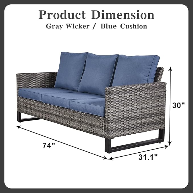 Belord 6 Piece Outdoor Furniture Patio Wicker Sofa Set, Oversize Outdoor Swivel - Image 3