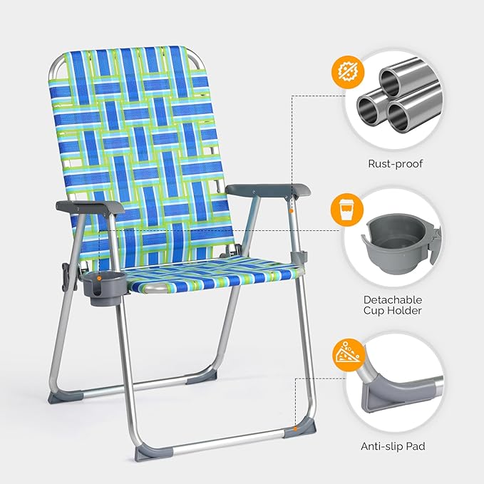 VINGLI Aluminum Patio Lawn Chairs Folding Set of 2 - Image 5